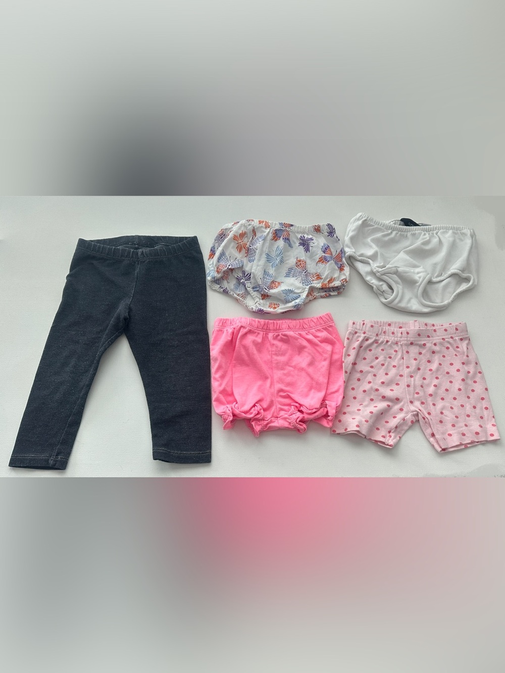 Ralph Lauren, Tucker-Tate, Carters bloomers and one Leggings.  Size 12M.